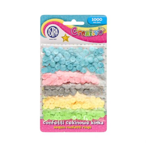 Konfetti Cekinowe Astra Pastelowe, 5 kolorów x 200szt